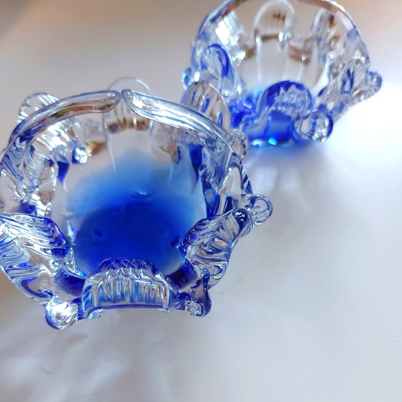 Set of 2 Vintage Mini Glass Baskets Murano Style - Picture 3 of 8